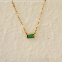 304 Stainless Steel 18K Gold Plated IG Style Modern Style Classic Style Inlay Rectangle Zircon Pendant Necklace main image 6