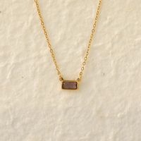 304 Stainless Steel 18K Gold Plated IG Style Modern Style Classic Style Inlay Rectangle Zircon Pendant Necklace main image 4
