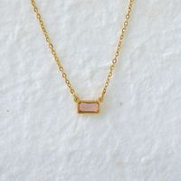 304 Stainless Steel 18K Gold Plated IG Style Modern Style Classic Style Inlay Rectangle Zircon Pendant Necklace main image 8