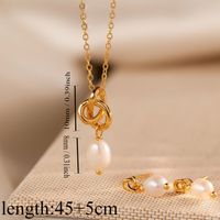 Copper Elegant Simple Style Pearl Knot Earrings Necklace main image 2