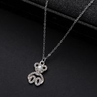 Wholesale Jewelry Cute Shiny Geometric Bear Heart Shape Alloy Rhinestones Pearl Hollow Out Inlay Pendant Necklace main image 5