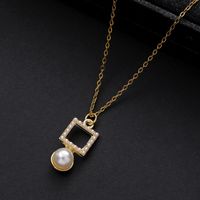 Wholesale Jewelry Cute Shiny Geometric Bear Heart Shape Alloy Rhinestones Pearl Hollow Out Inlay Pendant Necklace main image 8