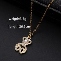 Wholesale Jewelry Cute Shiny Geometric Bear Heart Shape Alloy Rhinestones Pearl Hollow Out Inlay Pendant Necklace main image 2