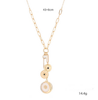 De Base Style Moderne Style Classique Géométrique Coquille Alliage Placage Incruster Strass Coquille Femmes Anneaux Des Boucles D'Oreilles Collier sku image 3