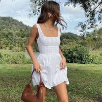 Women's Regular Dress Simple Style Square Neck Sleeveless Solid Color Above Knee Holiday Daily main image 4
