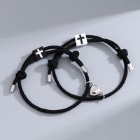 Casual Simple Style Cross Heart Shape Alloy Rope Magnetic Couple Bracelets main image 1