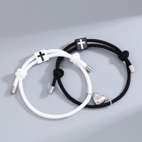 Casual Simple Style Cross Heart Shape Alloy Rope Magnetic Couple Bracelets main image 3