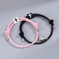 Casual Simple Style Cross Heart Shape Alloy Rope Magnetic Couple Bracelets main image 4