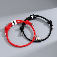 Casual Simple Style Cross Heart Shape Alloy Rope Magnetic Couple Bracelets main image 5