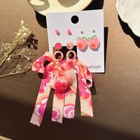 1 Set Casual Simple Style Heart Shape Flower Handmade Cloth Drop Earrings Ear Studs sku image 8