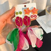 1 Set Casual Simple Style Heart Shape Flower Handmade Cloth Drop Earrings Ear Studs sku image 45