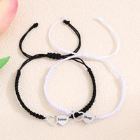 Casual Simple Style Letter Heart Shape Alloy Rope Braid Hollow Out Couple Bracelets main image 3