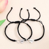 Casual Simple Style Letter Heart Shape Alloy Rope Braid Hollow Out Couple Bracelets main image 11