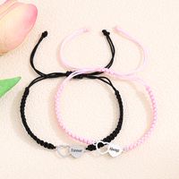 Casual Simple Style Letter Heart Shape Alloy Rope Braid Hollow Out Couple Bracelets main image 9