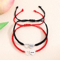 Casual Simple Style Letter Heart Shape Alloy Rope Braid Hollow Out Couple Bracelets main image 8