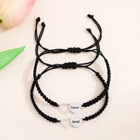 Casual Simple Style Letter Heart Shape Alloy Rope Braid Hollow Out Couple Bracelets main image 7