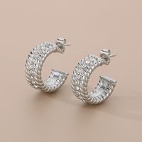 1 Pair Simple Style C Shape Solid Color Inlay 304 Stainless Steel Zircon 18K Gold Plated Earrings main image 7