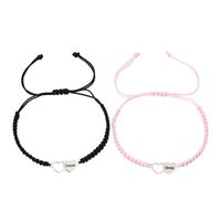 Casual Simple Style Letter Heart Shape Alloy Rope Braid Hollow Out Couple Bracelets sku image 4