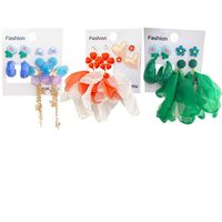 1 Set Casual Simple Style Heart Shape Flower Handmade Cloth Drop Earrings Ear Studs main image 3