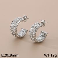 1 Pair Simple Style C Shape Solid Color Inlay 304 Stainless Steel Zircon 18K Gold Plated Earrings sku image 1