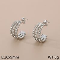 1 Pair Simple Style C Shape Solid Color Inlay 304 Stainless Steel Zircon 18K Gold Plated Earrings sku image 2