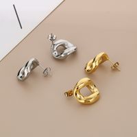 1 Pair Simple Style Solid Color Irregular Hollow Out 304 Stainless Steel 18K Gold Plated Ear Studs main image 3