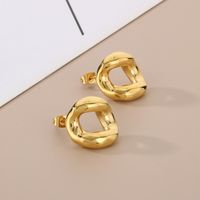 1 Pair Simple Style Solid Color Irregular Hollow Out 304 Stainless Steel 18K Gold Plated Ear Studs main image 4