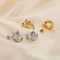 1 Pair Simple Style Solid Color Irregular Hollow Out 304 Stainless Steel 18K Gold Plated Ear Studs main image 10