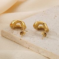 1 Pair Simple Style Solid Color Irregular Hollow Out 304 Stainless Steel 18K Gold Plated Ear Studs main image 7
