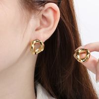1 Pair Simple Style Solid Color Irregular Hollow Out 304 Stainless Steel 18K Gold Plated Ear Studs main image 8