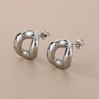 1 Pair Simple Style Solid Color Irregular Hollow Out 304 Stainless Steel 18K Gold Plated Ear Studs main image 5