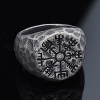 Hip-Hop Streetwear Compass 304 Stainless Steel Carving Men's Rings main image 3