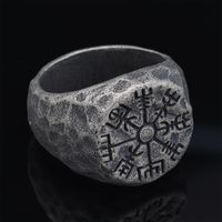 Hip-Hop Streetwear Compass 304 Stainless Steel Carving Men's Rings main image 6