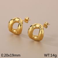 1 Pair Simple Style Solid Color Irregular Hollow Out 304 Stainless Steel 18K Gold Plated Ear Studs sku image 2