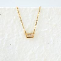 304 Stainless Steel 18K Gold Plated IG Style Modern Style Classic Style Inlay Rectangle Zircon Pendant Necklace main image 3