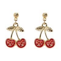 IG Style Sweet Cherry Alloy Enamel Inlay Rhinestones Women's Earrings Necklace sku image 2