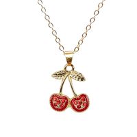 IG Style Sweet Cherry Alloy Enamel Inlay Rhinestones Women's Earrings Necklace main image 1