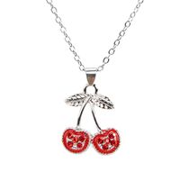 Style IG Sucré Cerise Alliage Émail Incruster Strass Femmes Des Boucles D'Oreilles Collier sku image 3