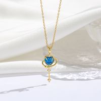 Titanium Steel 18K Gold Plated Modern Style Sweet Classic Style Plating Inlay Starry Sky Resin Zircon Pendant Necklace sku image 2