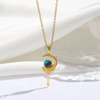 Titanium Steel 18K Gold Plated Modern Style Sweet Classic Style Plating Inlay Starry Sky Resin Zircon Pendant Necklace sku image 3
