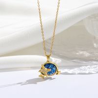 Titanium Steel 18K Gold Plated Modern Style Sweet Classic Style Plating Inlay Starry Sky Resin Zircon Pendant Necklace sku image 4