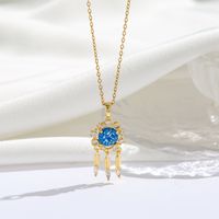 Titanium Steel 18K Gold Plated Modern Style Sweet Classic Style Plating Inlay Starry Sky Resin Zircon Pendant Necklace sku image 5