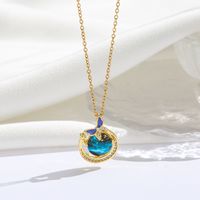 Titanium Steel 18K Gold Plated Modern Style Sweet Classic Style Plating Inlay Starry Sky Resin Zircon Pendant Necklace sku image 6