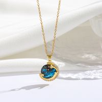 Titanium Steel 18K Gold Plated Modern Style Sweet Classic Style Plating Inlay Starry Sky Resin Zircon Pendant Necklace sku image 7