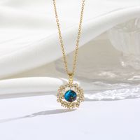 Titanium Steel 18K Gold Plated Modern Style Sweet Classic Style Plating Inlay Starry Sky Resin Zircon Pendant Necklace sku image 8