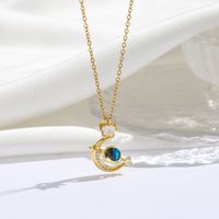 Titanium Steel 18K Gold Plated Modern Style Sweet Classic Style Plating Inlay Starry Sky Resin Zircon Pendant Necklace sku image 9