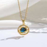 Titanium Steel 18K Gold Plated Modern Style Sweet Classic Style Plating Inlay Starry Sky Resin Zircon Pendant Necklace sku image 11