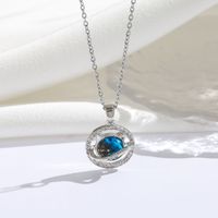 Titanium Steel 18K Gold Plated Modern Style Sweet Classic Style Plating Inlay Starry Sky Resin Zircon Pendant Necklace sku image 22