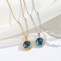 Titanium Steel 18K Gold Plated Modern Style Sweet Classic Style Plating Inlay Starry Sky Resin Zircon Pendant Necklace main image 1
