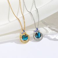 Titanium Steel 18K Gold Plated Modern Style Sweet Classic Style Plating Inlay Starry Sky Resin Zircon Pendant Necklace main image 3